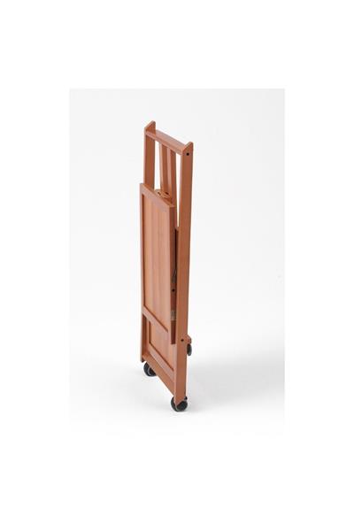 Kiraz Ağacı Renk Ahşap 2 Raflı Katlanabilir Yemek Servis Arabası