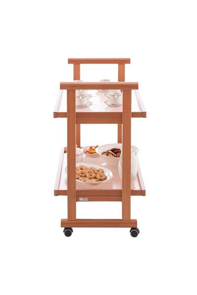 Kiraz Ağacı Renk Ahşap 2 Raflı Servis Arabası
