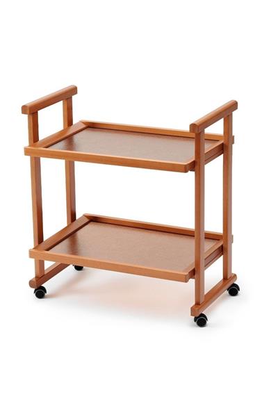 Kiraz Ağacı Renk Ahşap 2 Raflı Servis Arabası