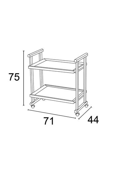 Kiraz Ağacı Renk Ahşap 2 Raflı Servis Arabası