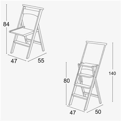 Eletta Kiraz Ağacı Renk Ahşap 4 Basamaklı Meridivene Dönüşebilen Sandalye