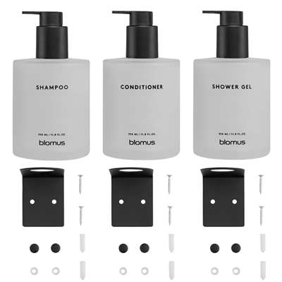 KIREI 3Lü Cam Şişe Seti Duvara Montajlı Beyaz 350 ml