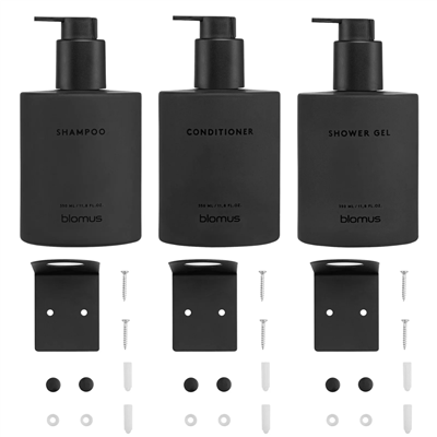 KIREI 3Lü Cam Şişe Seti Duvara Montajlı Füme 350 ml