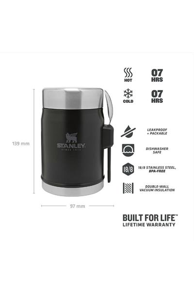 Stanley Klasik Paslanmaz Çelik Yemek Termosu Kaşıklı 0,40 LT - Siyah