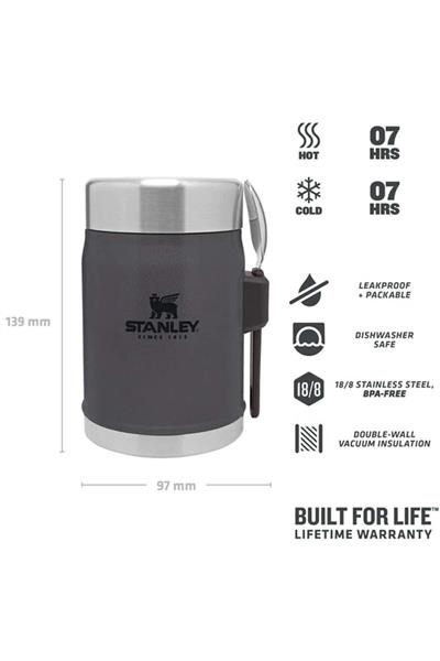 Stanley Klasik Paslanmaz Çelik Yemek Termosu Kaşıklı 0,40 LT - Füme