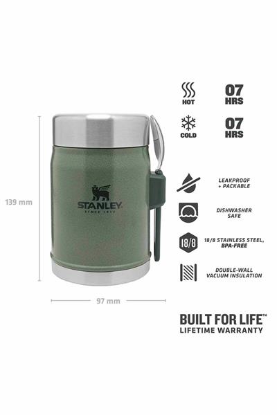 Stanley Klasik Paslanmaz Çelik Yemek Termosu Kaşıklı 0,40 LT - Yeşil