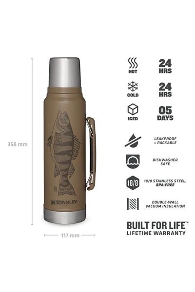 Stanley Klasik Vakumlu Paslanmaz Çelik Termos 1 LT - Balık Desen