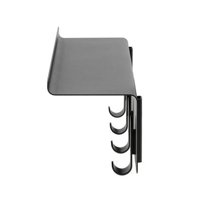 Koridor Rafı - Kancalı Antre Rafı Siyah Çelik 40x11,5x15 cm