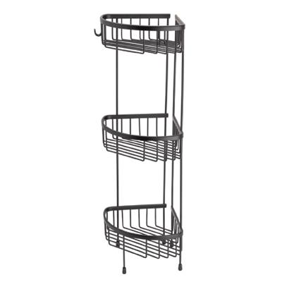 Köşe 3'Lü Ayaklı Duş Rafı Siyah Renk 647X196X250 Mm