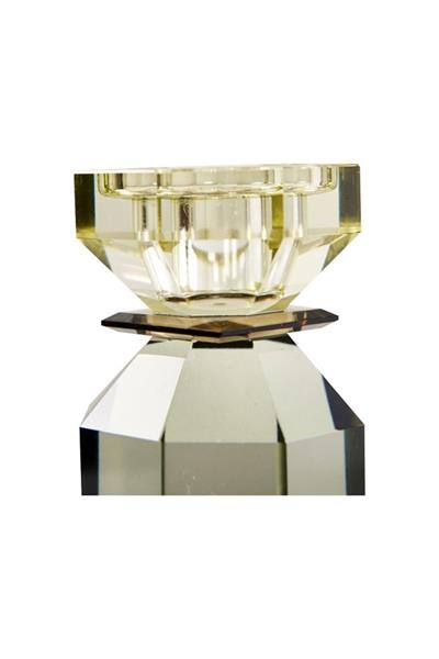 Kristal Mum Tutucu, Gri/Amber/Açık Sarı 11X6X6 Cm