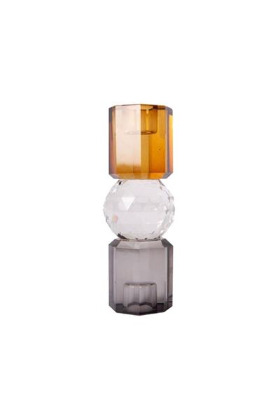 Kristal Mum Tutucu, Kahverengi, Şeffaf, Füme 16,5X6 Cm
