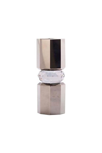 Kristal Mum Tutucu, Krom/Duman, 5,5X5,5X15 Cm