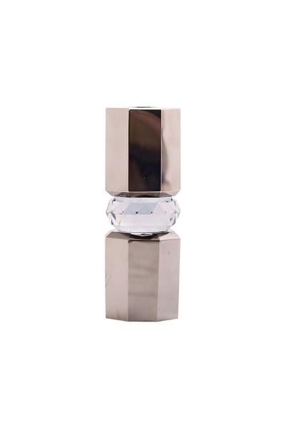 Kristal Mum Tutucu, Krom/Duman, 5,5X5,5X15 Cm