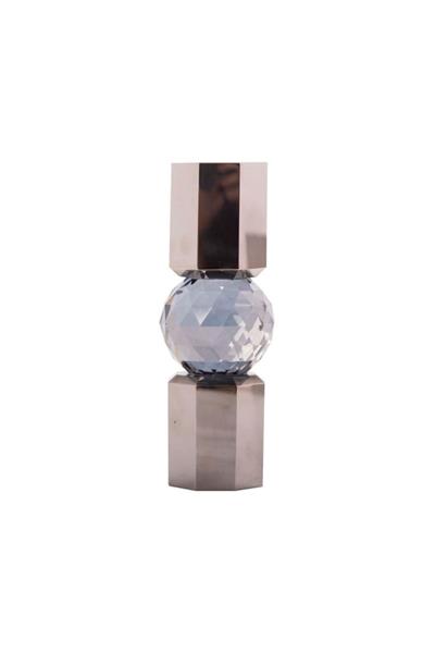 Kristal Mum Tutucu, Krom/Duman, 6X6X16,5 Cm