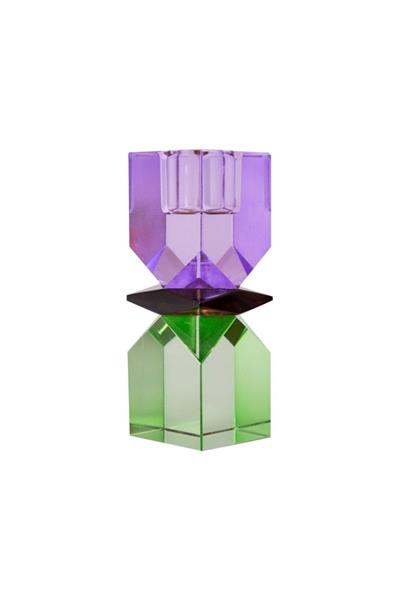 Kristal Mum Tutucu, Menekşe, Açık Kahverengi, Nane, 11X4X4 Cm