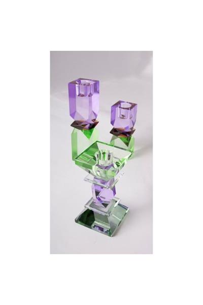 Kristal Mum Tutucu, Menekşe, Açık Kahverengi, Nane, 16X4X4 Cm