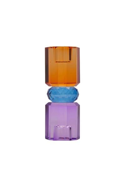 Kristal Mum Tutucu, Menekşe/Cobolt/Amber, 5,5X5,5X15 Cm