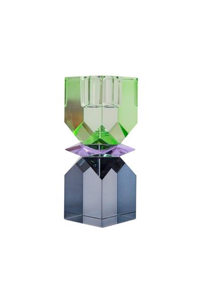 Kristal Mum Tutucu, Nane Yeşili Koyu Mavi 11X4X4 Cm