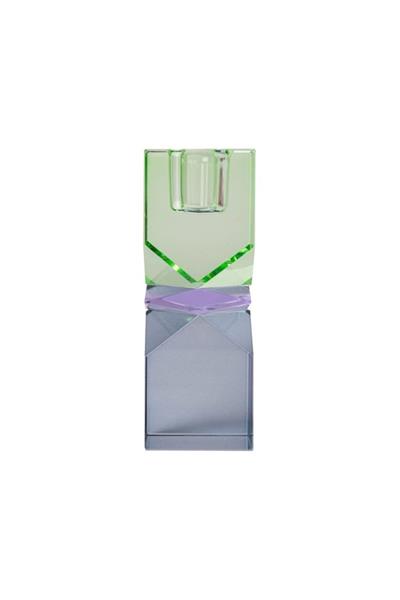 Kristal Mum Tutucu, Nane Yeşili Koyu Mavi 11X4X4 Cm