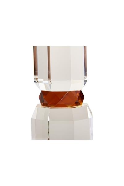 Kristal Mum Tutucu, Şeffaf/Sarı/Amber, 18,5X7X7 Cm