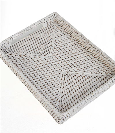 Küçük Dikdörtgen Tepsi Beyaz 22x17x4 cm