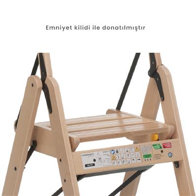 Lascala 5 Basamaklı Ahşap Merdiven Doğal Renk