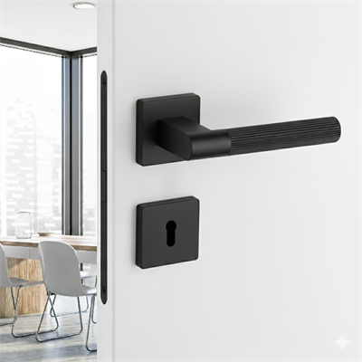 Leo-L Rozetli Kapı Kolu Mat Siyah Renk