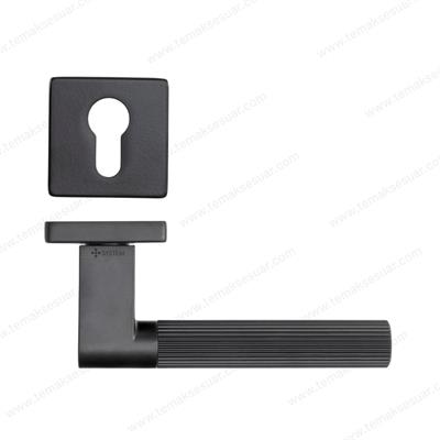 Leo-L Rozetli Kapı Kolu Mat Siyah Renk