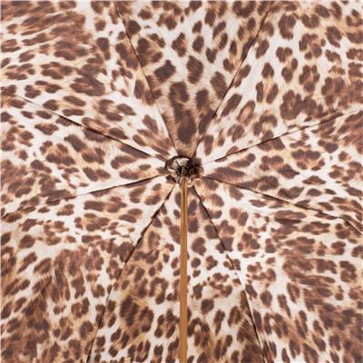Leopar Desenli Büzgülü Deri Saplı Şemsiye 93 cm