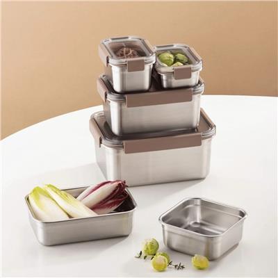 Locknlock Paslanmaz Çelik Fırın & Saklama Kabı Kare Kilitli 1.3 Lt ml - Kahverengi