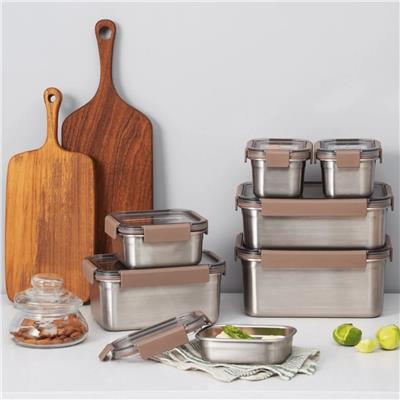 Locknlock Paslanmaz Çelik Fırın & Saklama Kabı Dörtgen Kilitli 520ml Kahverengi