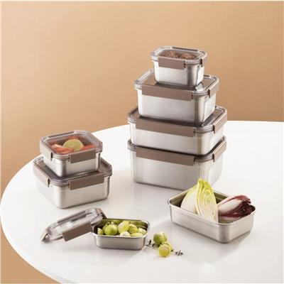 Locknlock Paslanmaz Çelik Fırın & Saklama Kabı Dörtgen Kilitli 310ml Kahverengi