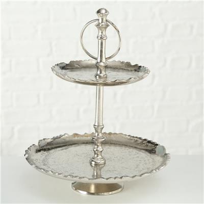 Mat Parlak Gümüş Dekoratif Raflı Stand 21Cm