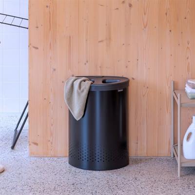 Matt Black İki Bölmeli Çamaşır Sepeti 55 L