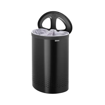 Matt Black İki Bölmeli Çamaşır Sepeti 55 L