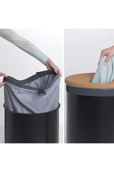 Matt Black Mantar Kapaklı Çamaşır Sepeti 60L