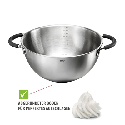 Mesco Halka Tabanlı Paslanmaz Çelik Karıştırma Kabı, Ø 24 Cm - 4 L