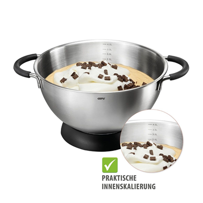 Mesco Halka Tabanlı Paslanmaz Çelik Karıştırma Kabı, Ø 24 Cm - 4 L