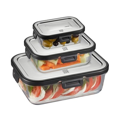 Mılo 3Lü Gıda Saklama Kabı Dikdörtgen 400 Ml,600,1000 Ml