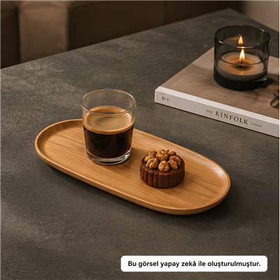 Minimalist Dekoratif Ahşap Tepsi - Small - 31 x 15 cm
