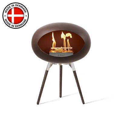 Mocca Kubbe Şömine & Öğütülmüş Ahşap Cilalı Çelik Brülör (Küçük Ayak) / Mocca Ground Wood Low Mocca- Smoked Oak-Steel Burner