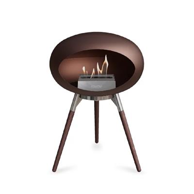 Mocca Kubbe Şömine & Öğütülmüş Ahşap Cilalı Çelik Brülör (Küçük Ayak) / Mocca Ground Wood Low Mocca- Smoked Oak-Steel Burner