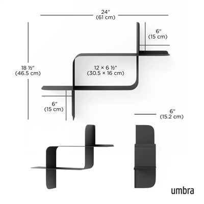 Montage Metal Duvar Rafları, 2li Set Siyah 61 cm