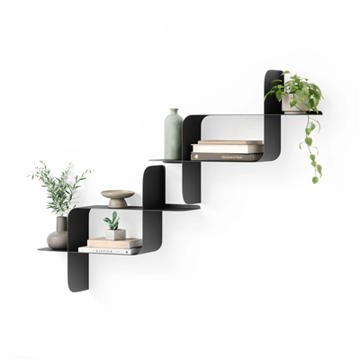 Montage Metal Duvar Rafları, 2li Set Siyah 61 cm