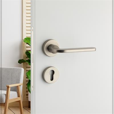 Moon Rozetli Kapı Kolu Nikel Saten Mat Renk