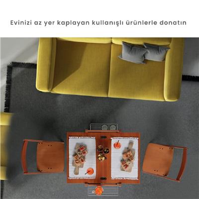 Newton Ahşap Servis Arabası Ceviz Renk