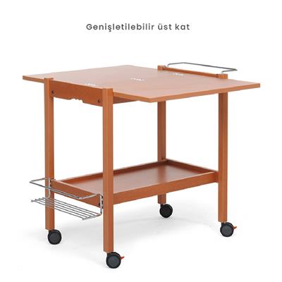 Newton Ahşap Servis Arabası Ceviz Renk