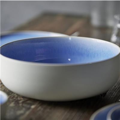 North Seramik Makarna Kasesi Mat Beyaz/Parlak Nehir Çap:19 Cm