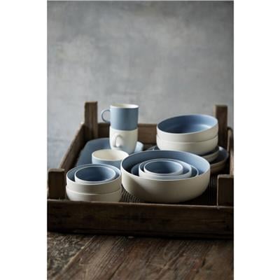 North Seramik Salata Kasesi Mat Beyaz/Mat Nehir Çap:25 Cm