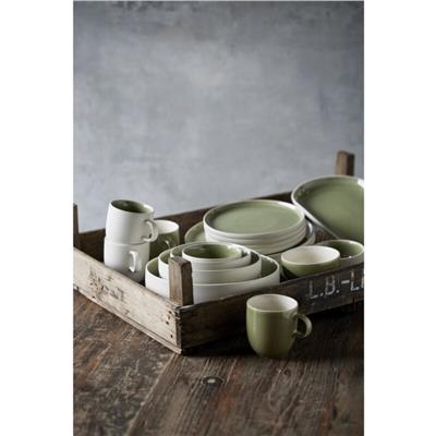 North Seramik Salata Kasesi Mat Beyaz/Parlak Yosun Çap:25 Cm